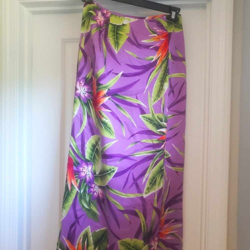 Purple Tropical Silk Maxi Skirt size 6